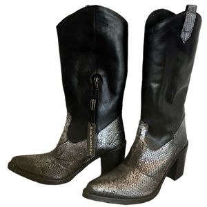 Black and Silver Heeled Boots